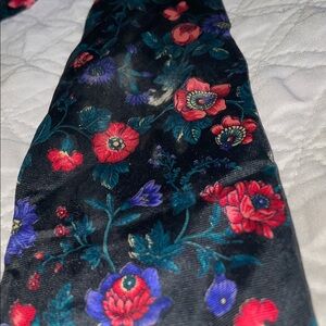 Gucci Black Tie with Red and Blue Floral Design